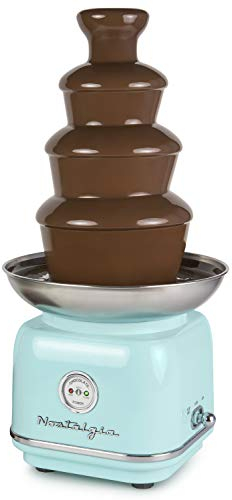 Nostalgia 4 Tier Electric Chocolate Fondue Fountain Machine for Parties - Melts Cheese, Queso, Candy, and Liqueur - Dip Strawberries, Apple Wedges, Vegetables, and More - 32-Ounce - Aqua