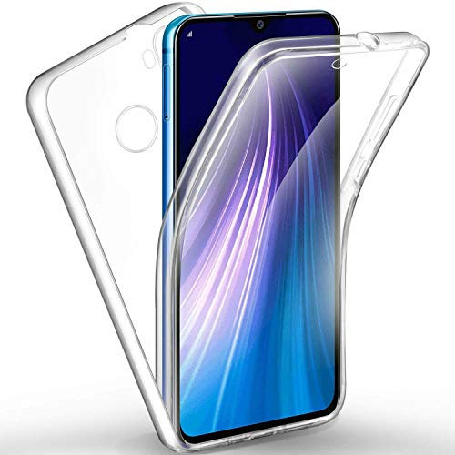 COPHONE® Coque 360 Compatible Xiaomi Redmi Note 8 100% Transparente 360 Protection intégrale Avant Souple + arrière Rigide. Housse Tactile 360 degres Anti Choc
