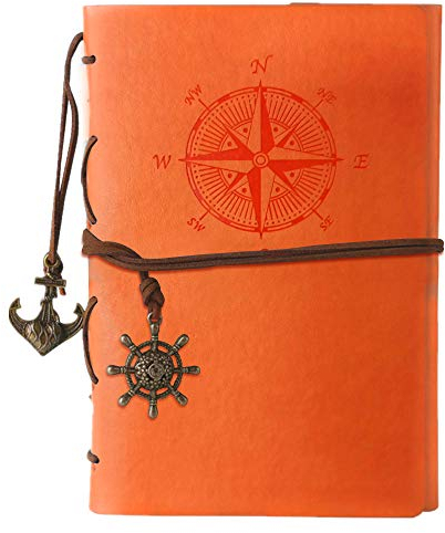 Notizbuch aus Leder, MALEDEN Classic Spiral Bound Notebook Nachfüllbares Tagebuch Skizzenbuch Geschenke mit ungefütterten Reisetagebüchern zum Schreiben für Mädchen und Jungen (Orange)