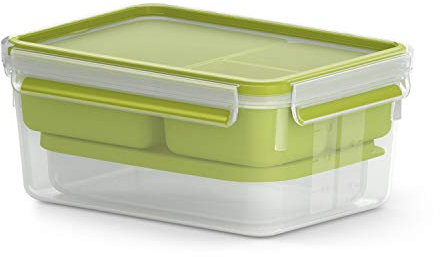 TEFAL N1071610 Clip & Go/Masterseal To Go XL Lunchbox Grün 1,6 L Frei Von BPA Hält das Essen Frisch 100% ELECKER SICHER Mikro- & maschinensicher