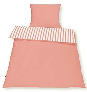 SETEX Baumwoll-Wendebettwäsche, Bezug für Bettdecke im Set mit Kissenbezug, 100 % Baumwolle, 2-teiliges Bettwäsche-Set, Rostrot