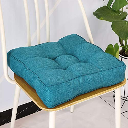 Treers Cuscini Imbottiti Trapuntati per Sedili- Lino Imbottitura Spessa Cuscino Trapuntato/Cuscino per Pavimento Lounge da Esterno per Mobili e Arredamento da Giardino (Blu Pavone,40x40x9cm)