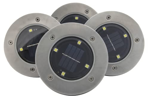 LumenTEC 4er Solar Bodenleuchten Aussen, Garten Bodenleuchte Außenleuchte Wasserdicht, Solarlicht Garten Licht für Rasen/Gehweg/Patio/Garden Kaltweiss (4SMD)