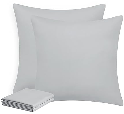 Aisbo Kissenbezug 50x50 2er Set - Kissenhülle Kopfkissenbezug 50 x 50 Hellgrau mit Reißverschluss aus Mikrofaser, ÖKO-TEX Pillow Cover 50x50cm, Weich und Bügelfrei