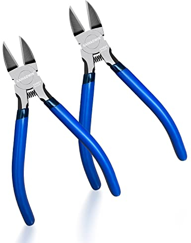 KAIHAOWIN 2 Pezzi Pinza a Taglio Laterale, Tronchese per Ferro 160 mm, Tronchesi per Elettronica con Molla, Tagliafili di Precisione e Tronchese Laterale per Artigianato e Gioielli