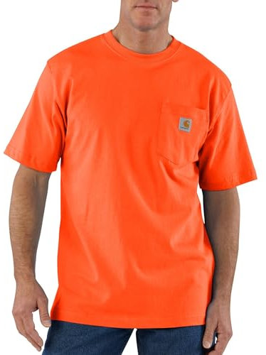 Carhartt Men's Loose Fit Heavyweight Short-Sleeve Pocket T-Shirt (Also Available in Big & Tall) K87 Workwear (Regular Sizes), Brite Orange, XXL