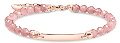 Thomas Sabo Damen Armband Weiße Süßwasserzuchtperlen und Gravur-Steg aus 925er Sterlingsilber mit 750er Roségold-Vergoldung, Gr. 16cm-19cm, A2042-415-9-L19V
