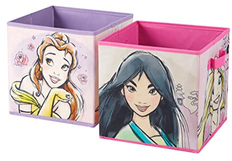 Idea Nuova Disney Princess Faltbare Aufbewahrungswürfel, 25,4 x 25,4 cm, 2 Stück