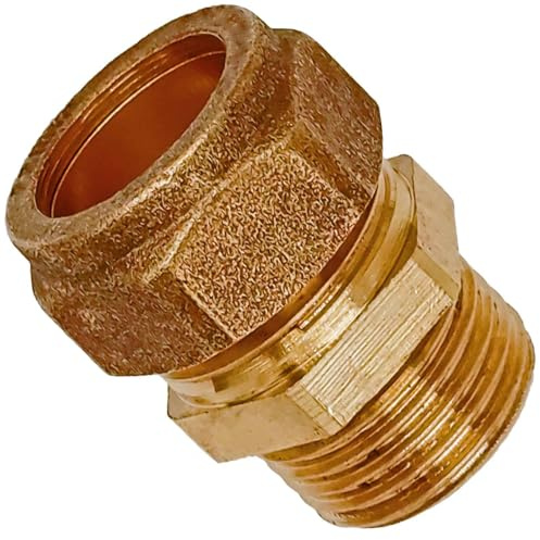 MegaHaustechnik Schraubfitting Kupferrohr, Übergang, 18mm x 1 Zoll AG | Messing Klemmringverschraubung, Trinkwasser geeignet, für Rohr-Außendurchmesser 18mm, 1 Zoll Außengewinde