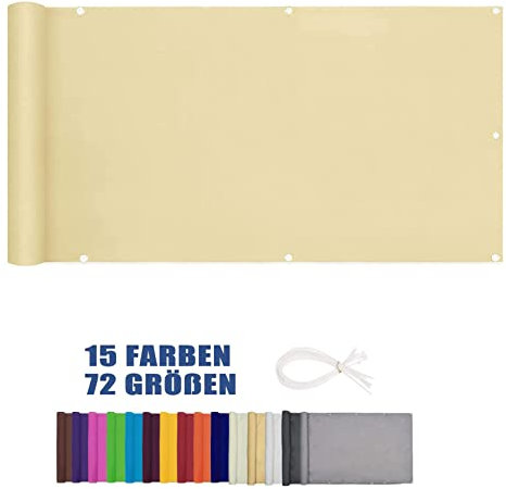 LEIBING Brise Vue pour Balcon 0.8x4.5m HDPE Vent Protection UV Clôture Balcon PVC Anti-Ultraviolet et Coupe-Vent pour terrasse de Porche extérieur, arrière-Cour, Couleur Crème