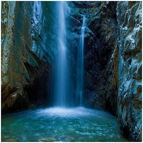 Wallario Glasbild Wasserfall bei Sonneneinfall - 30 x 30 cm Wandbilder Glas in Premium-Qualität: Brillante Farben, freischwebende Optik