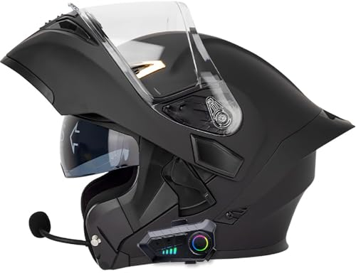 Letetexi Motorradhelm Helm Motorrad Mit Bluetooth Integriert Klapphelm Mit Doppelvisier Mit Eingebautem Mikrofon für Automatische Reaktion ECE-Zertifizierung Für Frauen Männer