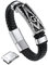 Bandmax Freimaurer Armband Herren Lederarmband Brüderschaft Armspange Flechtarmband mit Magnetverschluss Manschette Armband Punk Rock Armschmuck Accessoire Länge 23 CM