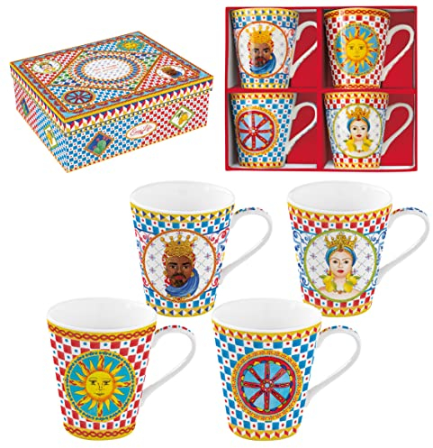 Easy Life Estuche de 4 tazas 30 CL de porcelana fina