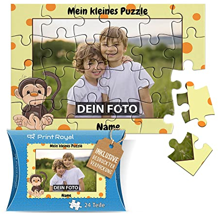 Fotopuzzle für Kinder mit Name und Foto Puzzle selbst gestalten - Mein kleines Puzzle mit AFFE, Kinderpuzzle | 16,5 x 11 cm, 24 Teile in Kartonverpackung