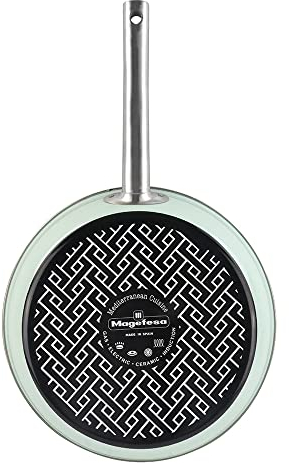 MAGEFESA Nordic sarten 22 cm con revestimiento antiadherente bicapa reforzado con esmalte exterior color verde menta y mangos de inox