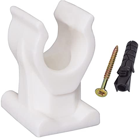 SKIR'CO (20 piezas) Clips de tubo, abrazaderas de plástico para tuberías de 10 mm, abrazadera de tubo tipo U, ganchos de manguera, clips blancos de tubería