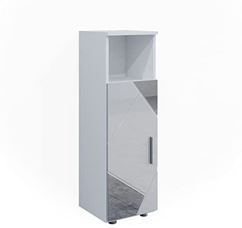 Vicco Midischrank Irma, Badmöbel, Weiß Hochglanz mit Einsätzen, 30 x 95 cm