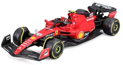 Bburago - 1/43 Ferrari - SF 2023 Formule 1 - avec Casque - #55 Sainz - La Nouvelle Sensation de 2024 : Une réplique fidèle pour Les passionnés de Course, prête à capturer l'esprit de la compétition