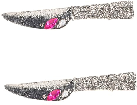 VINTORKY 2pièces Pince à Cheveux Métallique Forme De Couteau Pour Femmes Et Filles Adolescentes Accessoires De Mode Avec Strass Pour Halloween Et Cosplay