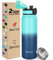 OLDLEY Stainless Steel Water Bottle 1L Vaccum Insulated Large Drink Flask Metal Water Bottles 1 Litre Leakproof Keep Drinks Hot Cold for Sports Hiking Camping Gym(Green Blue)