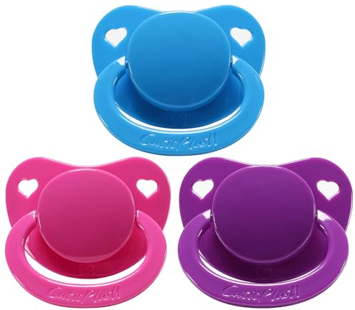 CutiePlusU Erwachsene Größe Schnuller große Schild 3 Pack - Marineblau, Dunkelrosa, Tiefes Violett