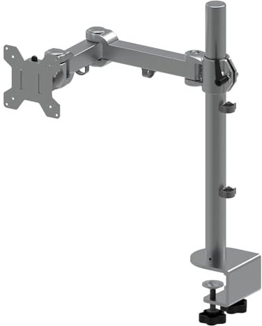 Allcam MDM11A Single Monitor Arm Stand w/Desk Mount Clamp & Grommet, Heavy-duty for 19-32 LCD up to 10Kg in Silver