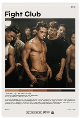 Fight Club Filmposter 44 Leinwandposter Schlafzimmer Dekor Sport Landschaft Büro Zimmer Dekor Geschenk ungerahmt 30 x 45 cm