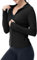 YSENTO Womens Running Jackets Slim Fit Long Sleeve Sports Gym Zip Up Hoodie Tops with Thumb Holes(Black,XXL)
