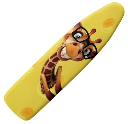 HUGS IDEA Bügelbrettbezug mit lustigem Cartoon-Giraffen-Motiv, dehnbarer Stoff, hitzebeständig, Zubehör