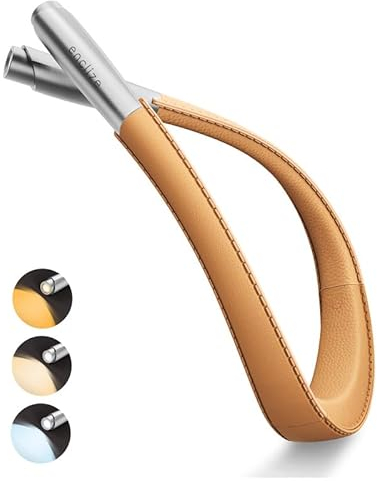 enclize LED-Nackenleselampe, Buchlampe zum Lesen im Bett, 3 Helligkeitsstufen einstellbar, leichtes, komfortables Design, Hände frei, langlebig, perfekt zum Basteln, Stricken, Camping, Gold Silber