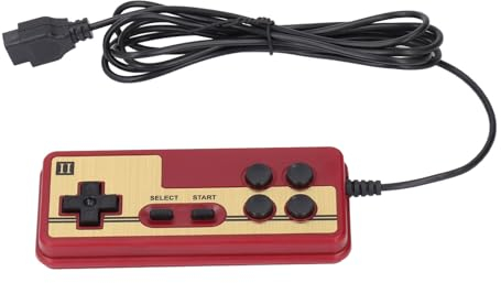 Kabelgebundener Gamecontroller, Vintage Gamecontroller mit 9 Pin Schnittstelle, Handheld Gaming Gamepad für Rot weiße Spielekonsole, Kompatibel mit 8 Bit Videospielkonsole