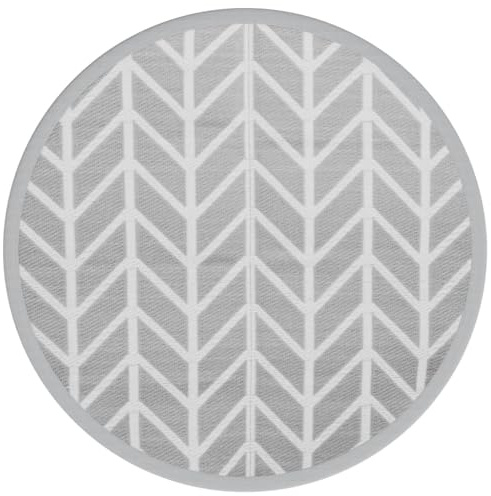 vidaXL Outdoor Teppich, Gartenteppich Rund Beidseitig, Balkonteppich Terrassenteppich UV-beständig, Teppich für Balkon Terrasse, Grau Ø200cm PP