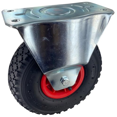 Rollentechnik Bockrolle Rad Luftreifen Ø260x85 mit Rollenlager & Anschraubplatte Bauhöhe 295mm Tragfähigkeit 200 kg