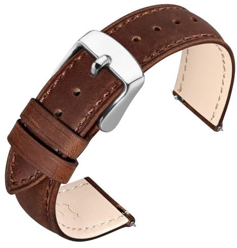 ANNEFIT Uhrenarmband 19mm für Herren Damen, Lederarmband Vintage, Schnellverschluss Ersatzarmband (Karamell)