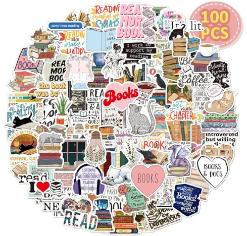 Hebterrka 100 Stk Buch Aufkleber, Inspirational Book Stickers, Positive Motivational,Vinyl Wasserdicht Buchfreundschafts Geschenk Aufkleber für Laptops