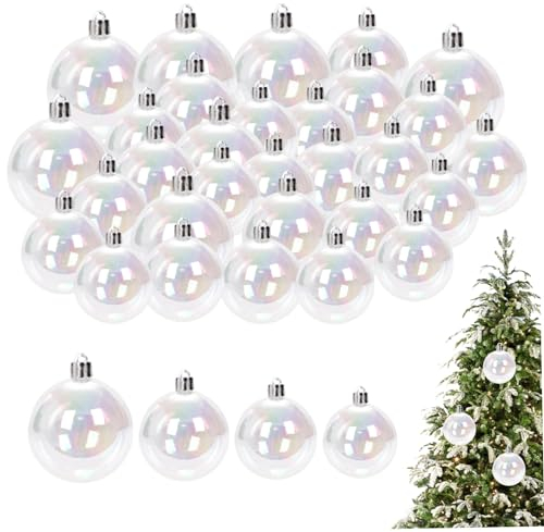 Dekorative Bälle klare Weihnachtsbällchen 30pcs 1.2/1,6/2/2.4in bruchproofes klare Kugeln Kunststoff glänzend hängende Irisierende Ornamente Kugeln