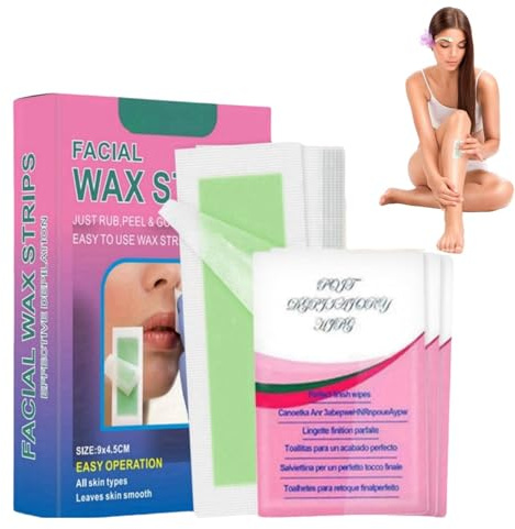 30PCS Hair Removal Wax Strips for Face, Eyebrows and Sensitive Skin - Portable and Convenient Cold Facial Strips for Women