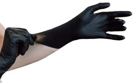 RAP Gloves Black Vinyl Disposable Examination Gloves Latex-Free Powder-Free Examination Gloves for Medical Industrial Protein Free Food Household and Multi Use (L - Pack of 100)