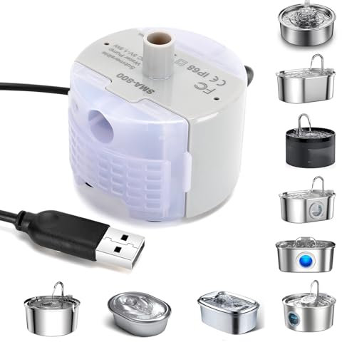 Cat Water Fountain Pump,Pet Water Fountain Pumps Replacement SMA-800 Submersible Motor,Cat Fountain Pump for Stainless Steel Cat Water Dispenser