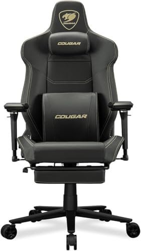 COUGAR Armor EVO S Gold - Silla para Juegos, diseño ergonómico, Piel de PVC, reposabrazos Ajustables, Respaldo reclinable de 160°, Espuma de Alta Densidad, Base de 5 Estrellas, Color