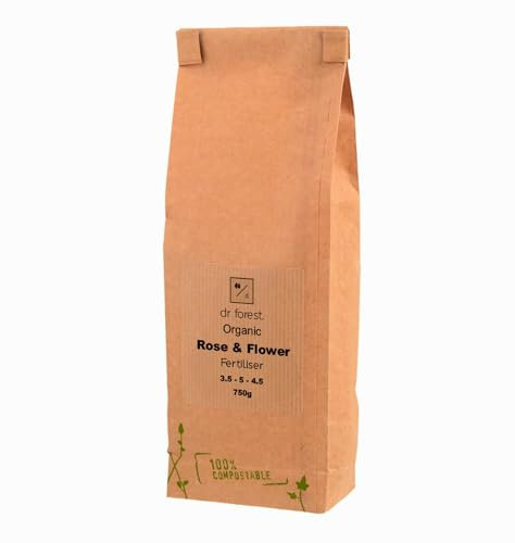 Organic Rose & Flower Fertiliser by Dr Forest. Natural Plant Food for Vibrant Blooms & Garden Growth - Slow Release Nutrient Booster. Compostable Packaging. Made In Uk.