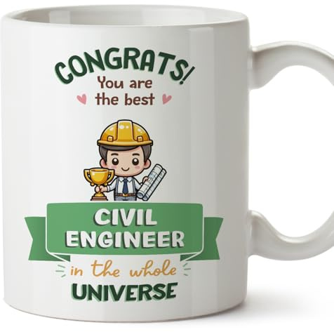 MUGFFINS Civil Engineer Man Mug - in English - Best in Universe Trophy - Funny Gift for Colleagues - Ceramic 11oz Mug