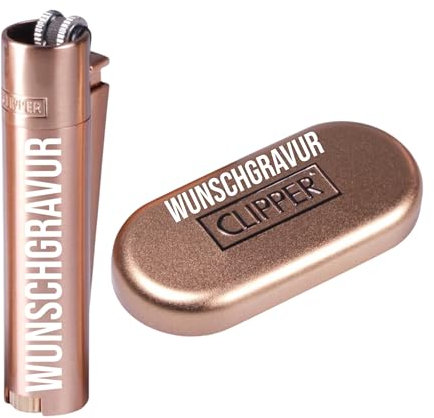 Clipper Feuerzeug mit Gravur, Personalisierte Geschenke Geburtstagsgeschenk für Männer Frauen Partner Freund Jahrestag Geschenk für Ihn Sie Männergeschenke Gadgets Geburtstagsgeschenke (Rose-Gold)