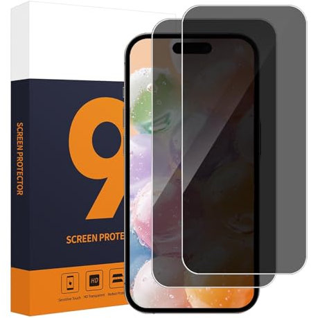 Carantee 2 Stück Schutzfolie für Panzerglas für iPhone 15/15 Pro, Anti-Spy Kratzfest iPhone 15 Schutzfolie, 9H Härte Privacy Sichtschutz 2.5D Privatsphäre Displayschutzfolie für iPhone 15 Pro