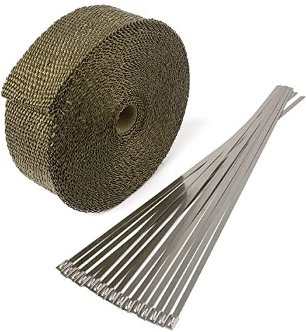Cinta Anticalorica Para Escapes Cabezal de cinta térmica de escape for motocicleta, 15M, envoltura térmica, aislamiento múltiple, resistente al rollo con bridas de acero inoxidable Cinta Termica(1.5mm