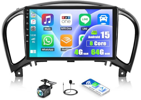 CAMECHO 4G+64G 8-core Android autoradio per Nissan Juke J15 2010-2019/YF15 Infiniti ESQ 2011-2017 con Navi Carplay Android Auto, schermo da 9 pollici con GPS WIFI BT FM/RDS DSP SWC retrocamera+MIC