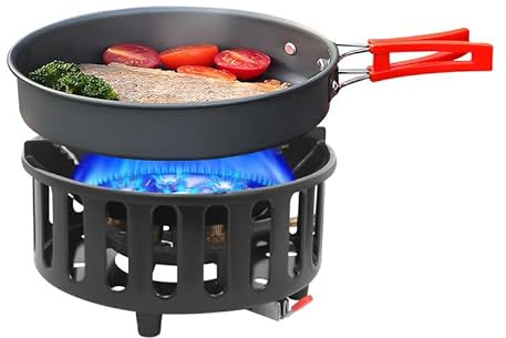 Hornillo de gas portátil para camping con 3 adaptadores, quemador de gas 72000 BTU para propano/butano, encendido electrónico, resistente al viento, incluye bolsa, estufa para picnic y senderismo