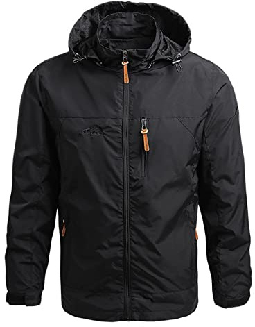 MOKBAY Vestes Coupe-Pluie Randonnée Homme Impermeable Homme Militaire Manteaux a Capuche Coupe Vent Automne avec Poches
