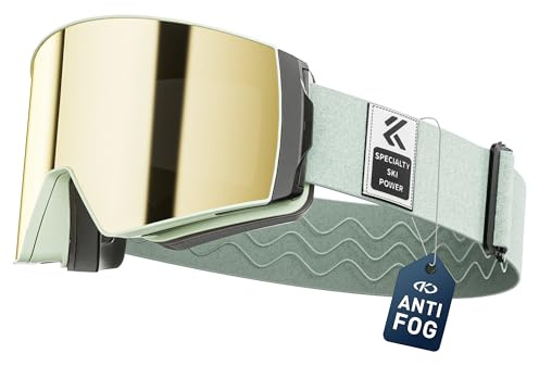 KAPVOE Skibrille Verspiegelt Magnetisch Anti-Beschlag OTG K721 | Skibrille Herren Damen, Snowboardbrille, UV400, helmkompatibel, helle Schneetage